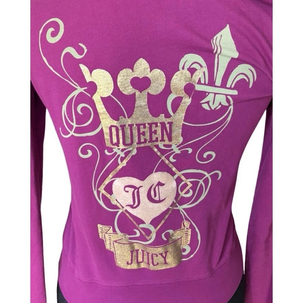 Vintage Juicy Couture Women's Purple and Gold Hoodie Jacket - Picture 2 of 6